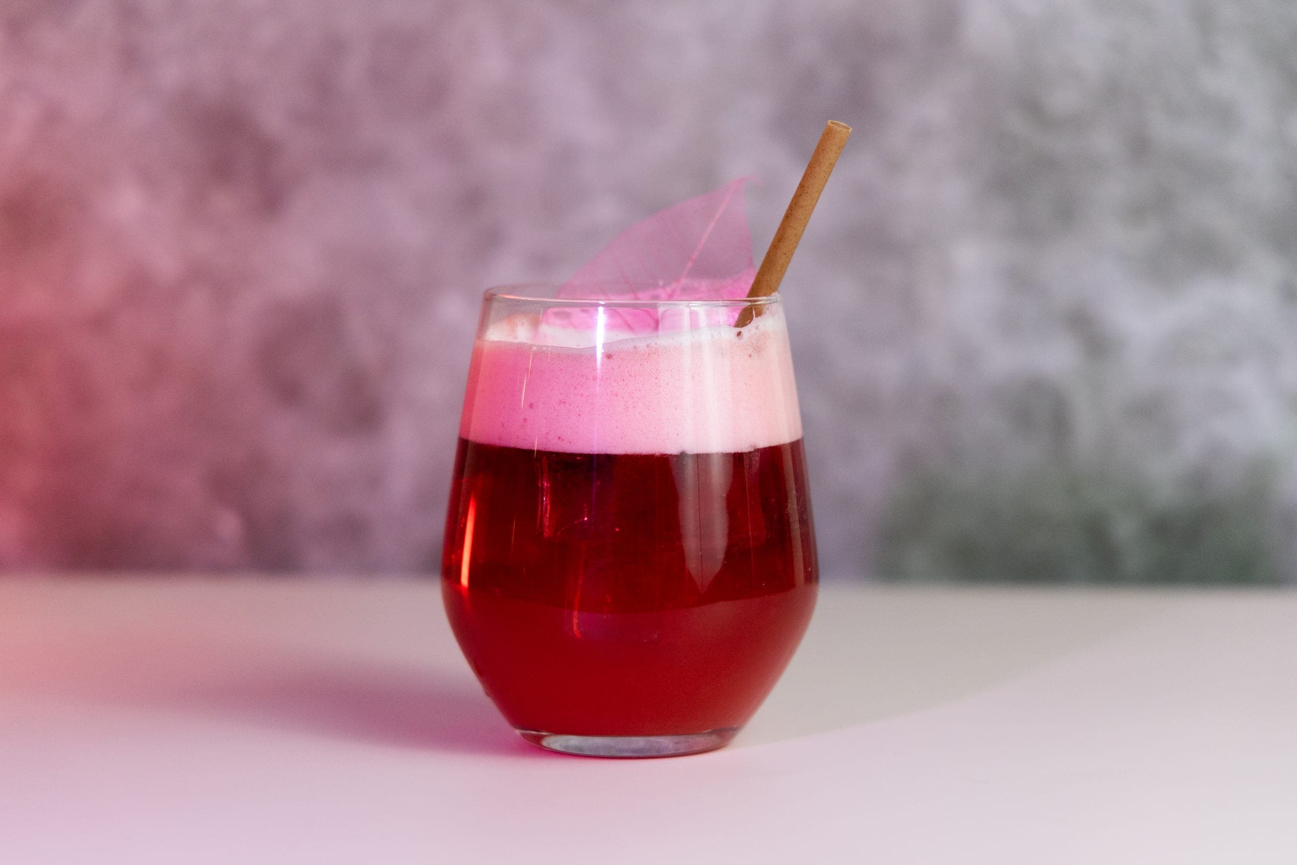 Close-up of a freshly poured signature cocktail